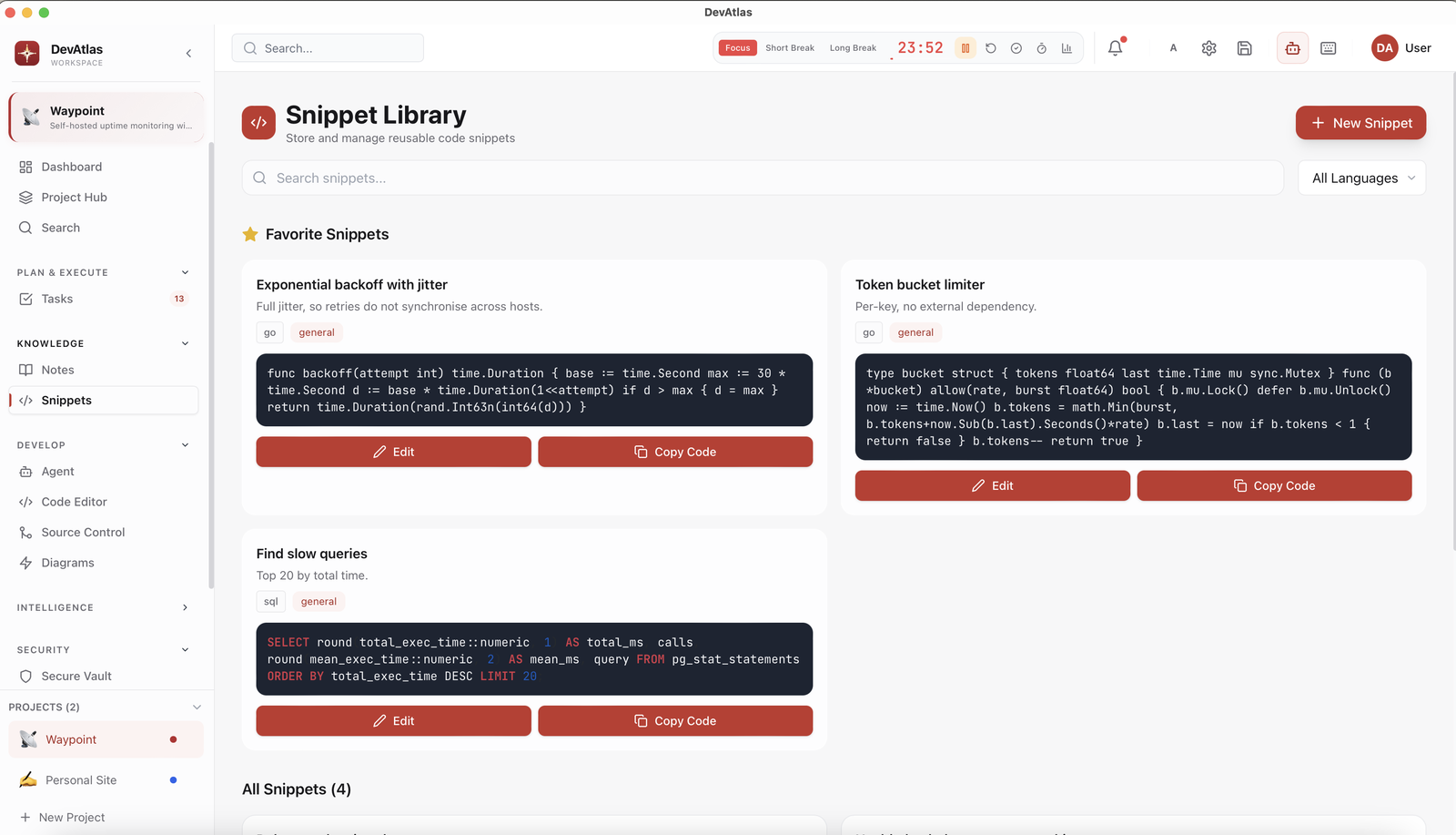DevAtlas Snippet Library